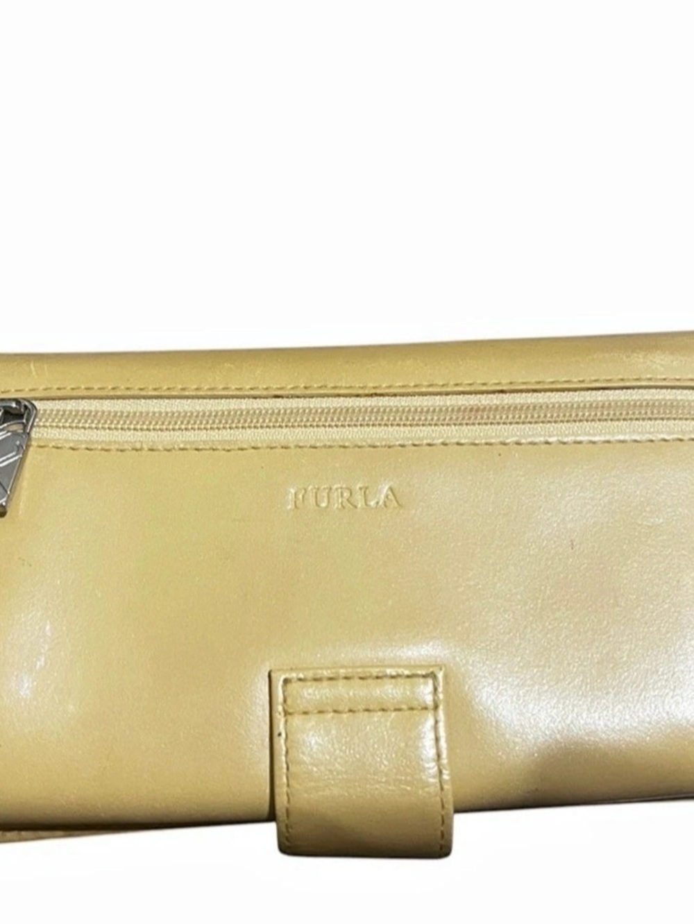FURLA Yellow Leather Long Bifold Continental Wallet Snap & Zipper